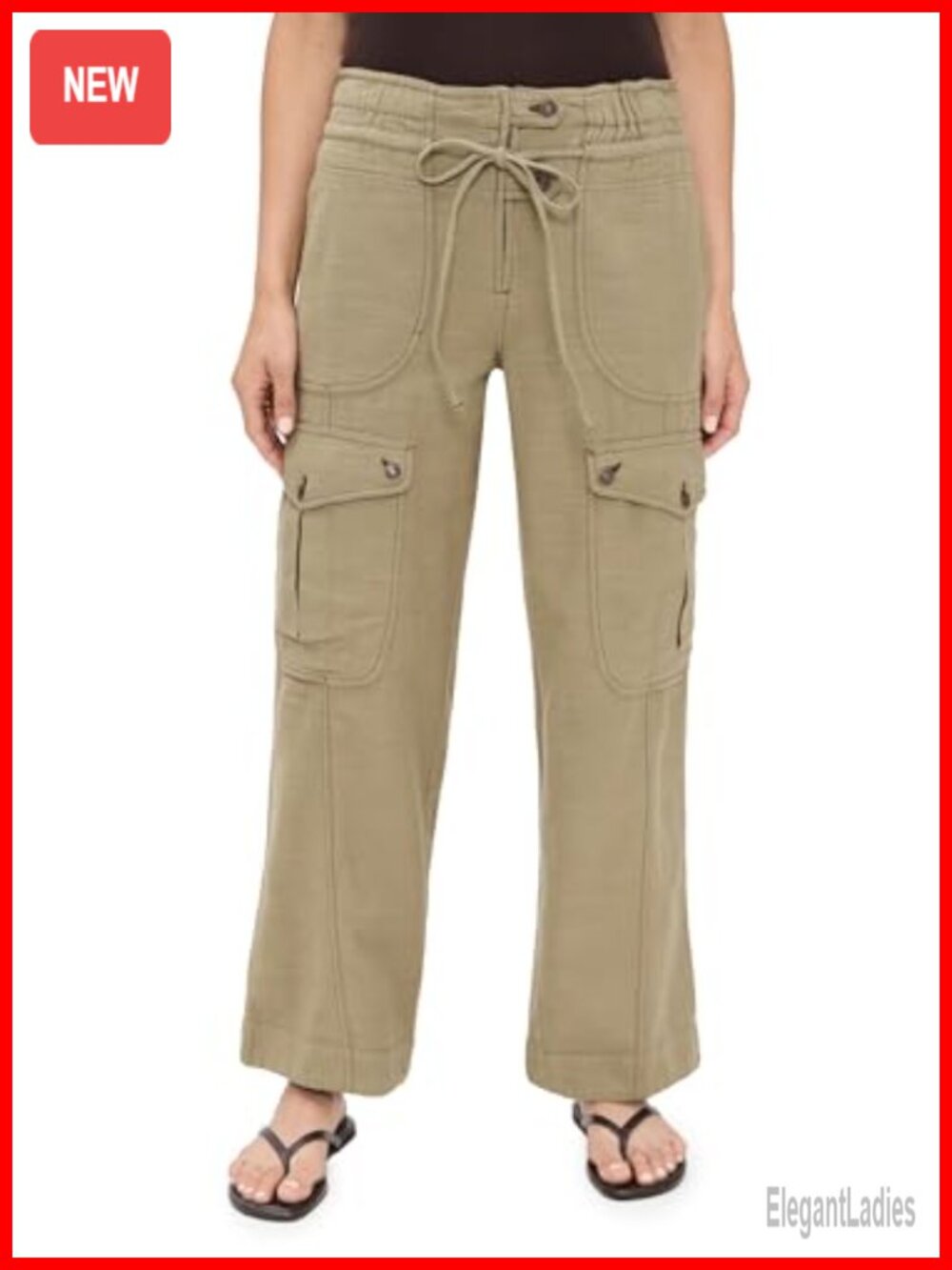 Free People Park Ave Cargo Pants High Rise Straight Leg Button Fly
